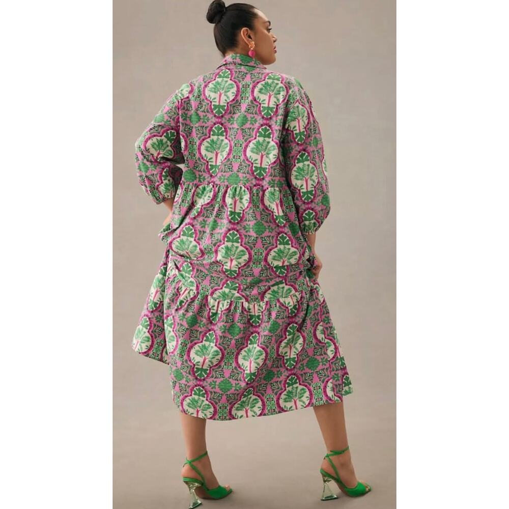 Anthropologie’s Maeve The Bettina Tiered Shirt Dress in Pink, EUC, Size 3X - Picture 2 of 4